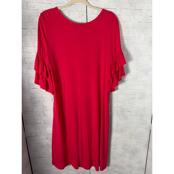 Lane Bryant women’s mini dress knit travel bell sleeve ruffle feminine plus Sz￼ - Picture 2 of 11